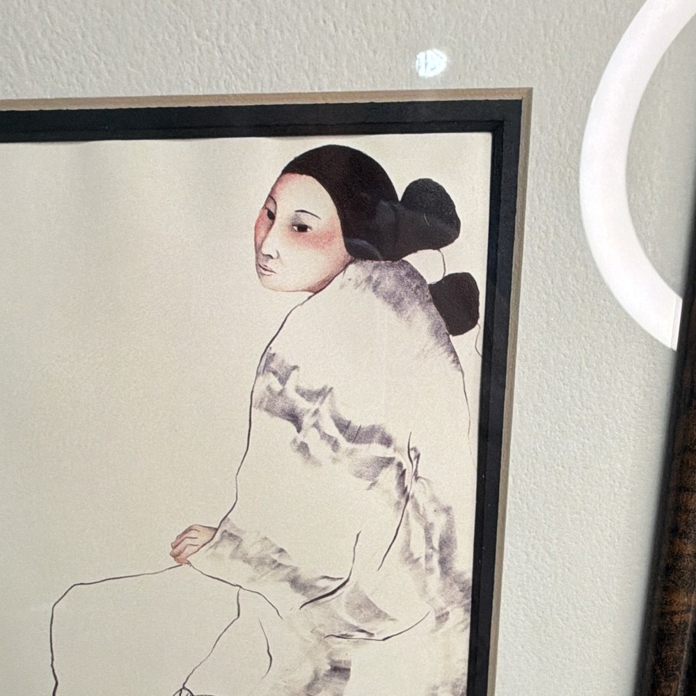 Vtg R.C. Gorman "Santa Fe Woman" Framed Art Print 5x7 Navajo Western Graphics